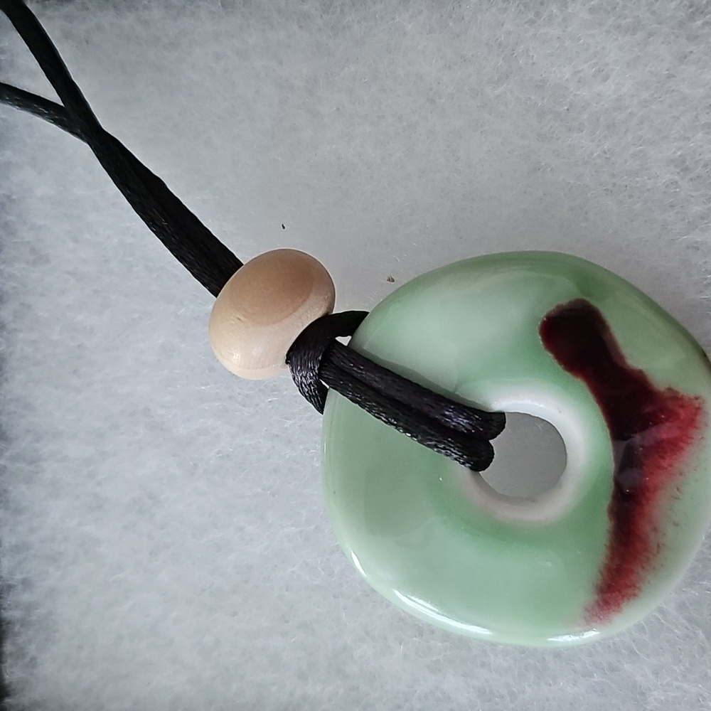 Green Onyx Donut Pendant Necklace